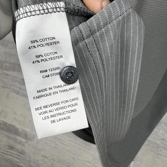 Travis Mathew Polo Shirt Size M Gray Striped Performance Golf Top Pocket Casual - Picture 5 of 9